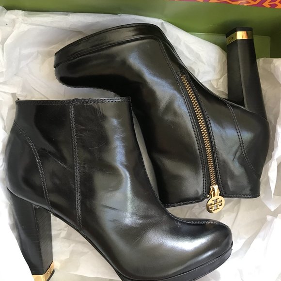 Tory Burch Black Leigh - Shiny Madras Boots/Booties – Size 71/2 - Picture 9 of 9